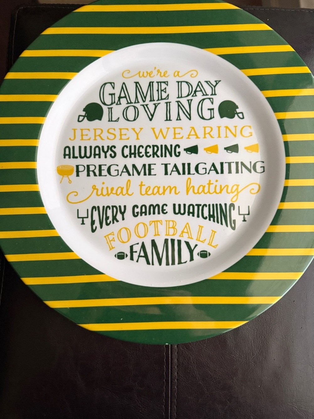 Game Day Decorative Football Plate - Green and Yellow